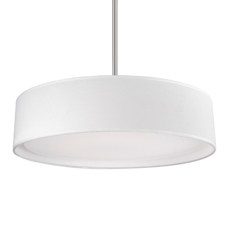 Kuzco Dalton 20in LED Pendant | White Linen and White Acrylic Diffuser | Kitchen Island & Dining Room | 2380lm, 5CCT, Dimmable, 30W | Model PD7920-WH