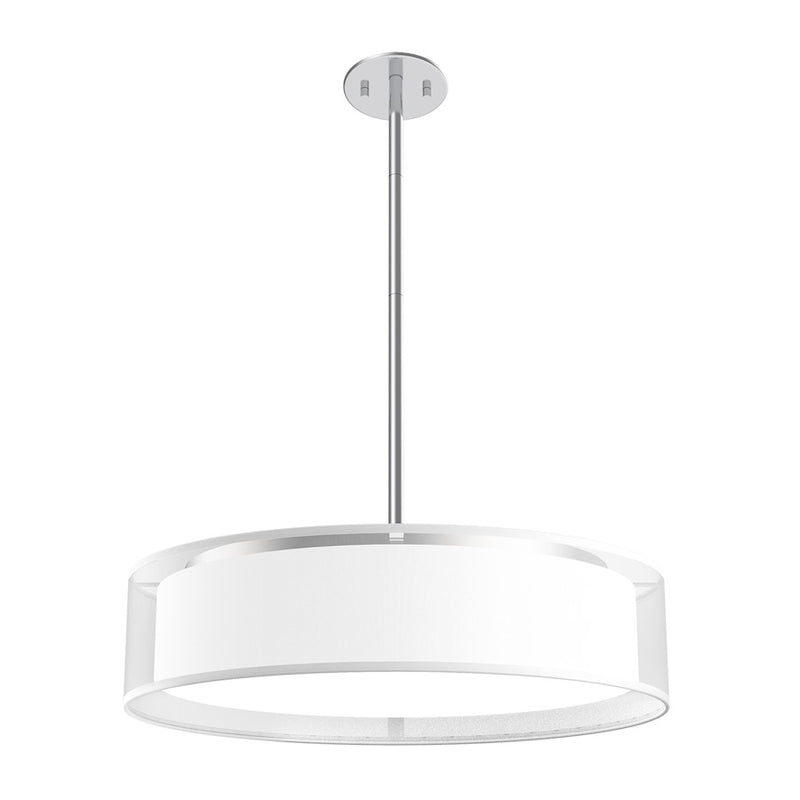Kuzco Dalton 20in LED Pendant | Modern White Organza Fabric and Acrylic Diffuser | Living Room & Dining Room | 20 x 5.38 in | Model PD7920-WOR-5CCT