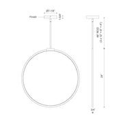 Kuzco Cirque 24in 1-Light LED Pendant | Modern Black Aluminum Ring | Kitchen Island & Dining Room | 24 x 0.75 x 24 in | Model PD82524-BK