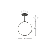 Kuzco Cirque 24in 1-Light LED Pendant | Modern Black Aluminum Ring | Kitchen Island & Dining Room | 24 x 0.75 x 24 in | Model PD82524-BK