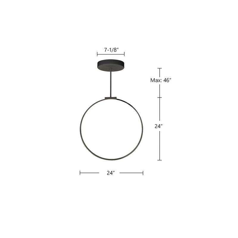 Kuzco Cirque 24in 1-Light LED Pendant | Modern Black Aluminum Ring | Kitchen Island & Dining Room | 24 x 0.75 x 24 in | Model PD82524-BK
