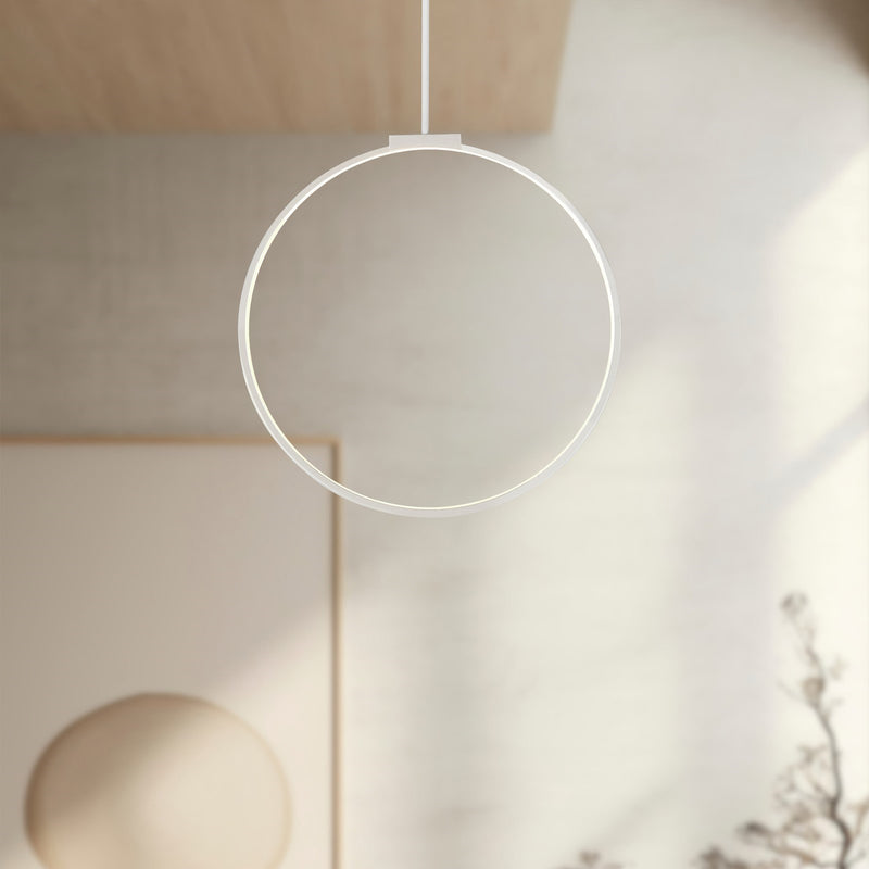 Kuzco Cirque 24in 1-Light LED Pendant | Modern White Aluminum Ring with Silicon Diffuser | Kitchen Island & Dining Room | 2800lm | Model PD82524-WH