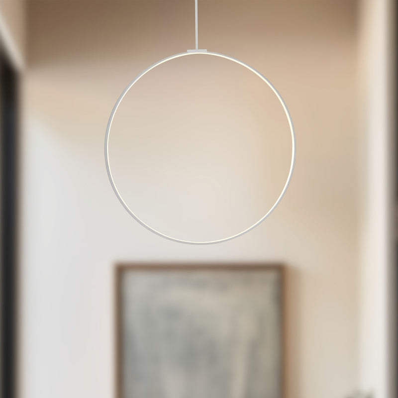 Kuzco Cirque 36in 1-Light LED Pendant | Modern White Aluminum and Frosted Silicone Diffuser | Kitchen Island & Dining Room | Model PD82536-WH