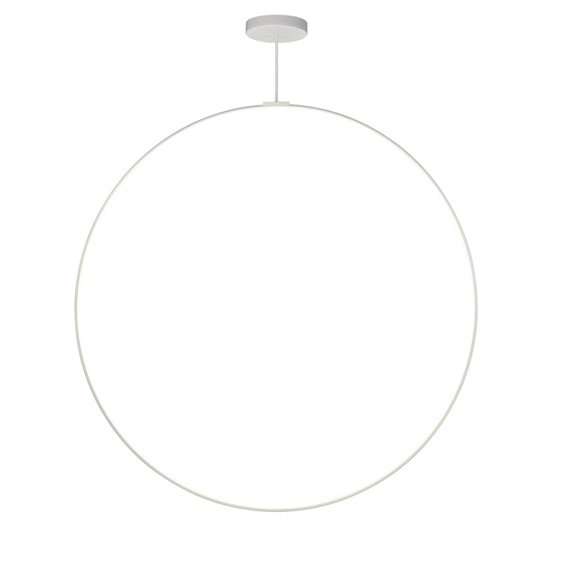Kuzco Cirque 72in 1-Light LED Pendant | Modern White Aluminum and Frosted Silicone Diffuser | Kitchen Island & Dining Room | Model PD82572-WH