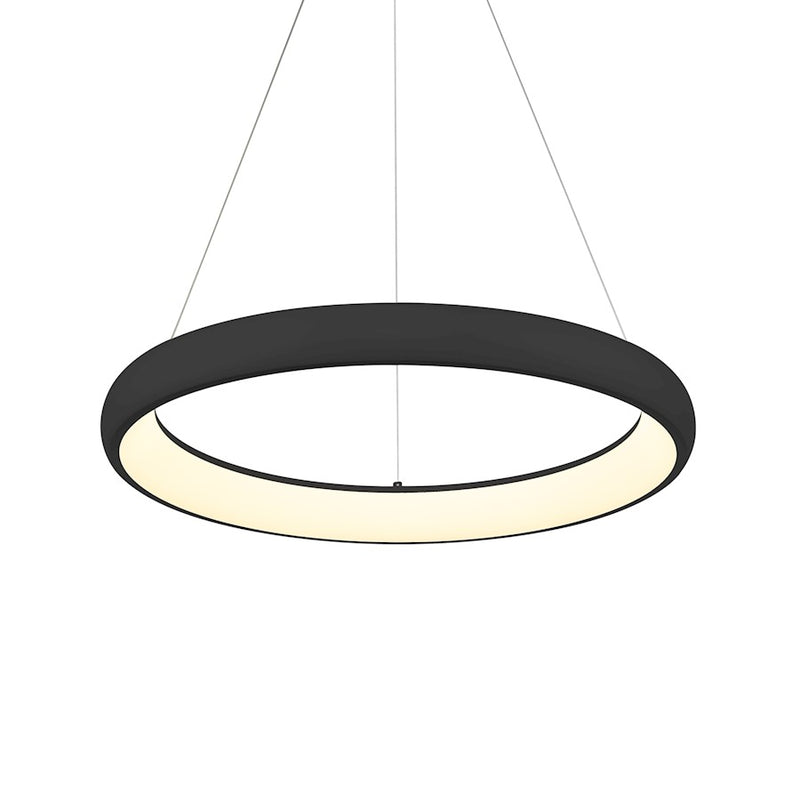 Kuzco Cortana 24in 1-Light LED Pendant | Black Aluminum and White Acrylic Diffuser | Kitchen Island & Dining Room | 24 x 24 x 2 in | Model PD82724-BK