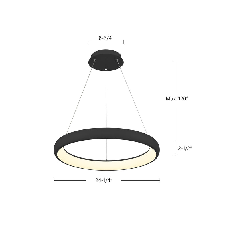Kuzco Cortana 24in 1-Light LED Pendant | Modern White and White Acrylic Diffuser | Kitchen Island & Dining Room | 24.25 x 2.5 in | Model PD82724-WH