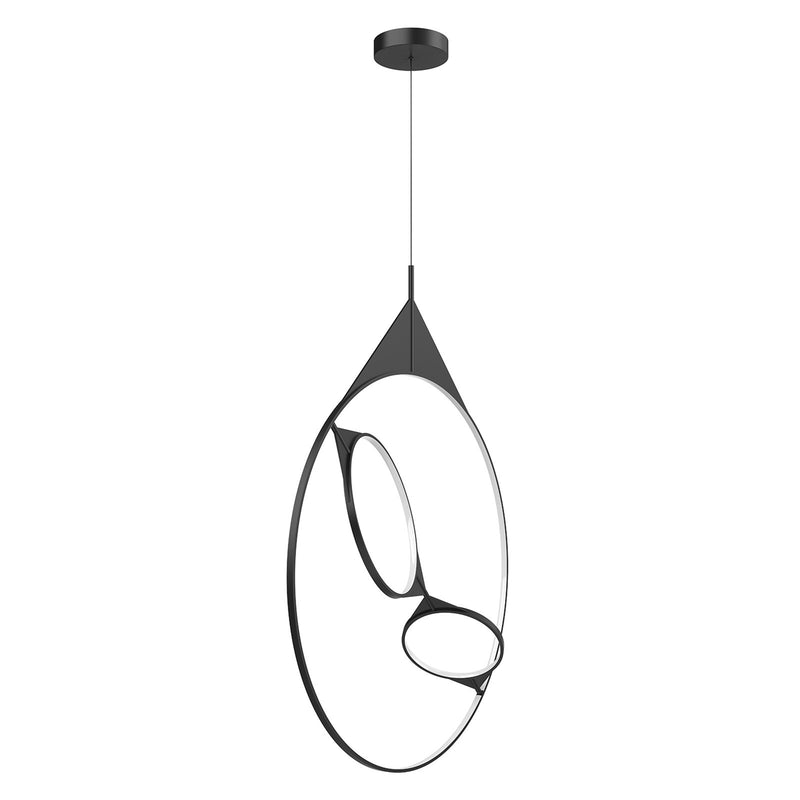 Kuzco Serif 36in 1-Light LED Pendant | Modern Black Steel and Frosted Silicone Diffuser | Kitchen Island & Dining Room | Model PD84336-BK