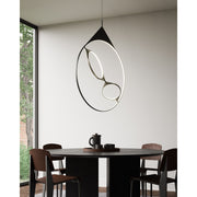 Kuzco Serif 36in 1-Light LED Pendant | Modern Black Steel and Frosted Silicone Diffuser | Kitchen Island & Dining Room | Model PD84336-BK