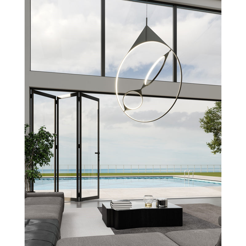 Kuzco Serif 36in 1-Light LED Pendant | Modern Black Steel and Frosted Silicone Diffuser | Kitchen Island & Dining Room | Model PD84336-BK