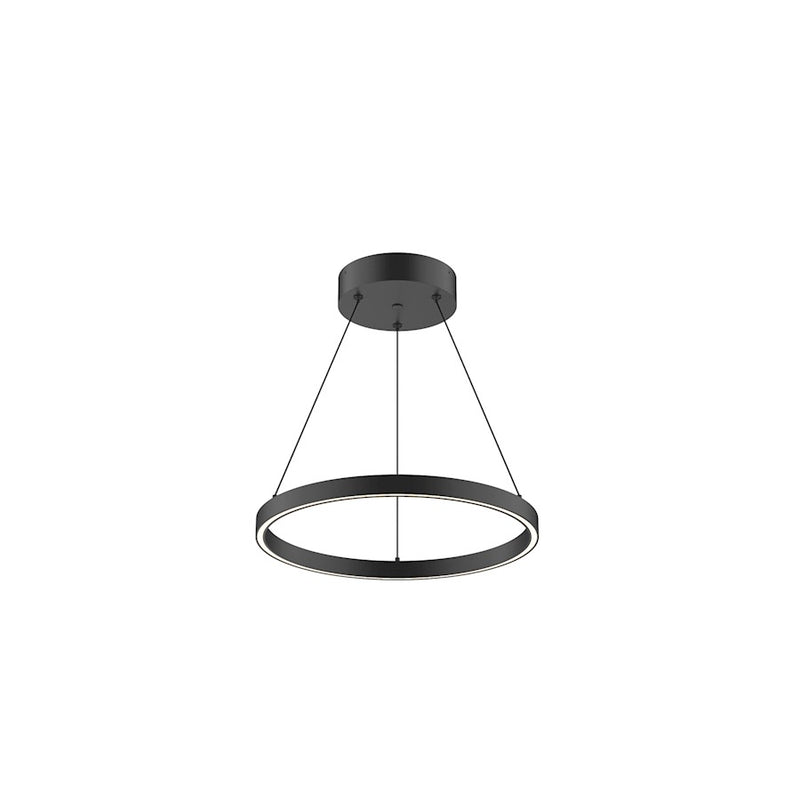 Kuzco Cerchio 18in 1-Light LED Down Pendant | Modern Black Aluminum and Frosted Silicone Diffuser | Kitchen Island & Dining Room | Model PD87118-BK