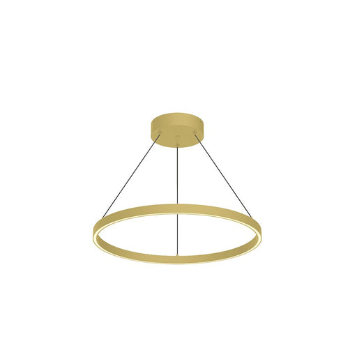 Kuzco Cerchio 24in 1-Light LED Down Pendant | Modern Brushed Gold Aluminum and Frosted Silicone Diffuser | Kitchen Island & Dining | Model PD87124-BG