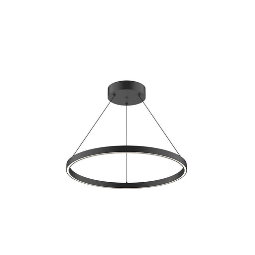 Kuzco Cerchio 24in 1-Light LED Down Pendant | Modern Black Aluminum and Frosted Silicone Diffuser | Kitchen Island & Dining Room | Model PD87124-BK