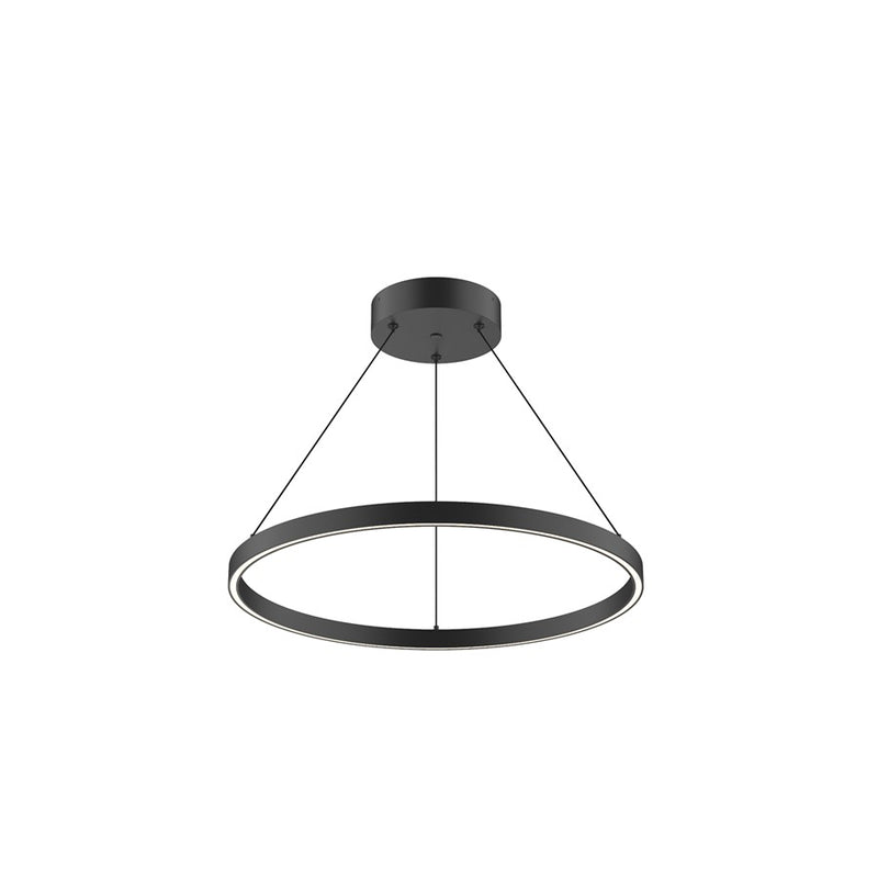 Kuzco Cerchio 24in LED Pendant | Modern Black Aluminum and Frosted Silicone | Kitchen Island & Dining Room | Model PD87124-BK-UNV-010