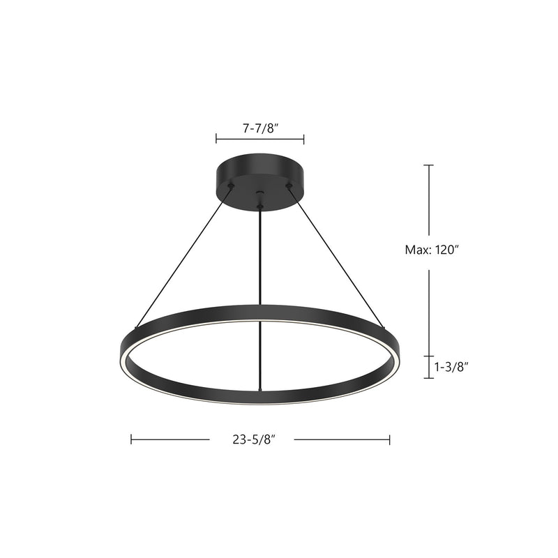 Kuzco Cerchio 24in LED Pendant | Modern Black Aluminum and Frosted Silicone | Kitchen Island & Dining Room | Model PD87124-BK-UNV-010