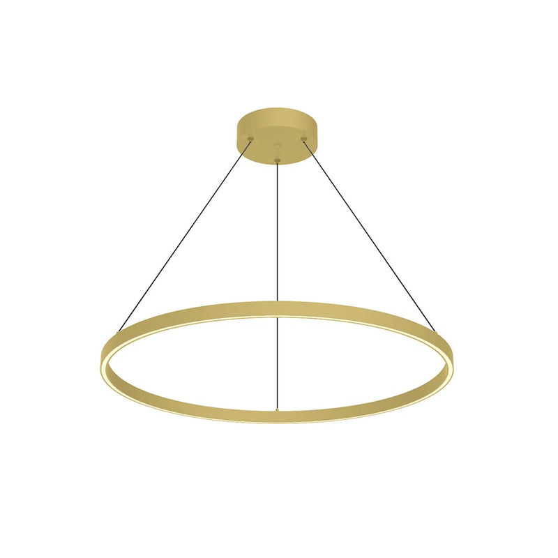 Kuzco Cerchio 32in LED Down Pendant | Brushed Gold Aluminum and Frosted Silicone Diffuser | Kitchen Island & Dining Room | Model PD87132-BG