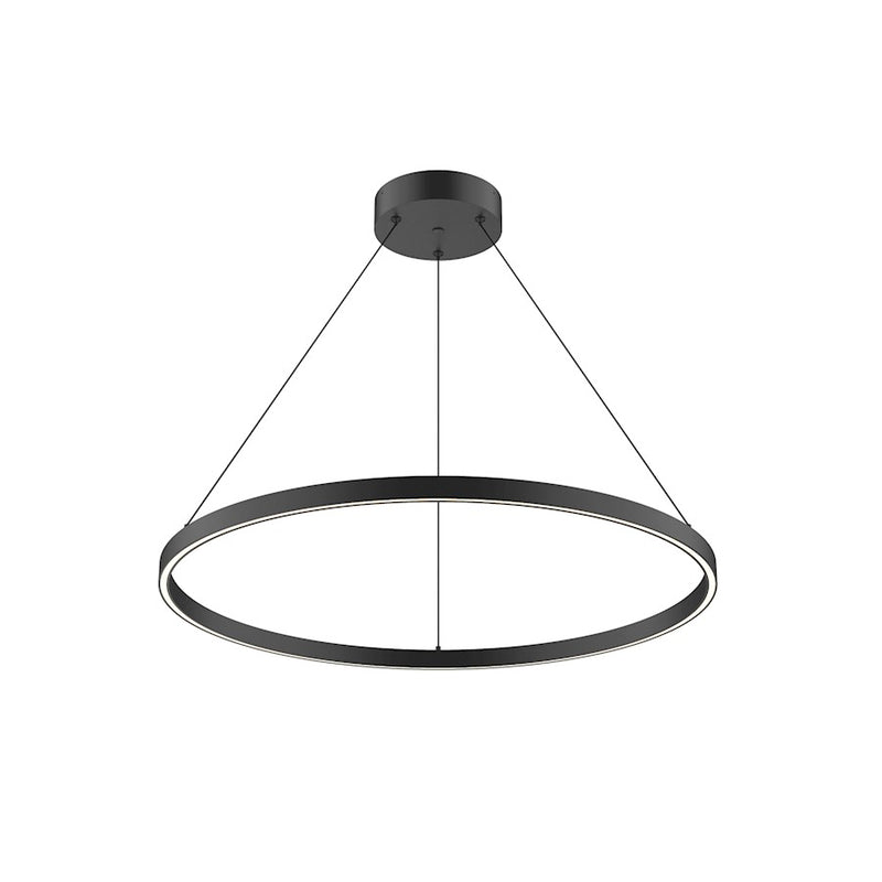 Kuzco Cerchio 32in 1-Light LED Down Pendant | Modern Black Aluminum and Frosted Silicone Diffuser | Kitchen Island & Dining Room | Model PD87132-BK