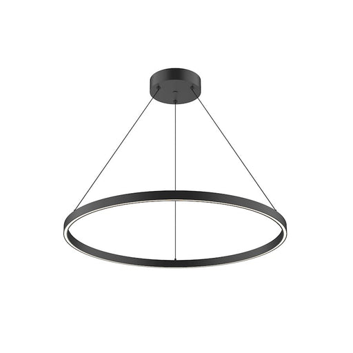 Kuzco Cerchio 32in 1-Light LED Down Pendant | Modern Black Aluminum and Frosted Silicone Diffuser | Kitchen Island & Dining Room | Model PD87132-BK