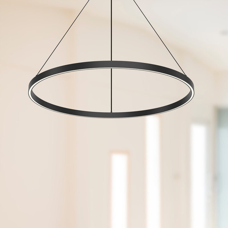 Kuzco Cerchio 32in LED Pendant | Black Aluminum with Frosted Silicone Diffuser | Kitchen & Dining Room | Model PD87132-BK-UNV-010