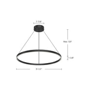 Kuzco Cerchio 32in LED Pendant | Black Aluminum with Frosted Silicone Diffuser | Kitchen & Dining Room | Model PD87132-BK-UNV-010