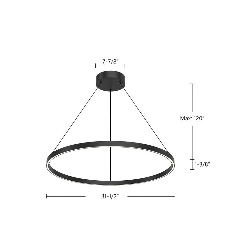 Kuzco Cerchio 32in LED Pendant | Black Aluminum with Frosted Silicone Diffuser | Kitchen & Dining Room | Model PD87132-BK-UNV-010