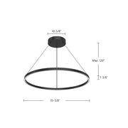Kuzco Cerchio 36in 1-Light LED Down Pendant | Modern Brushed Gold Aluminum and Frosted Silicone Diffuser | Kitchen Island & Dining | Model PD87136-BG