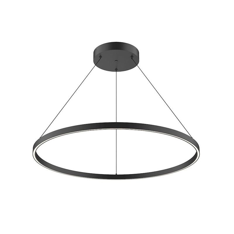 Kuzco Cerchio 36in 1-Light Down Pendant | Modern Black Aluminum and Frosted Silicone Diffuser | Dining Room & Living Room | Model PD87136-BK