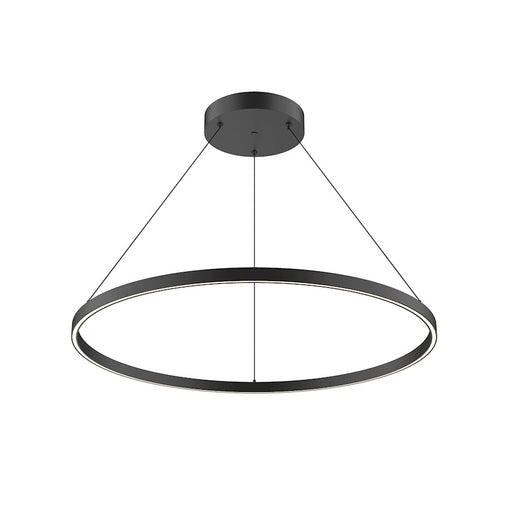 Kuzco Cerchio 36in 1-Light Down Pendant | Modern Black Aluminum and Frosted Silicone Diffuser | Dining Room & Living Room | Model PD87136-BK