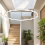 Kuzco Cerchio 36in LED Down Pendant | Modern White and Frosted Silicone | Kitchen Island & Dining Room | 5630lm, 3000K, Dimmable | Model PD87136-WH