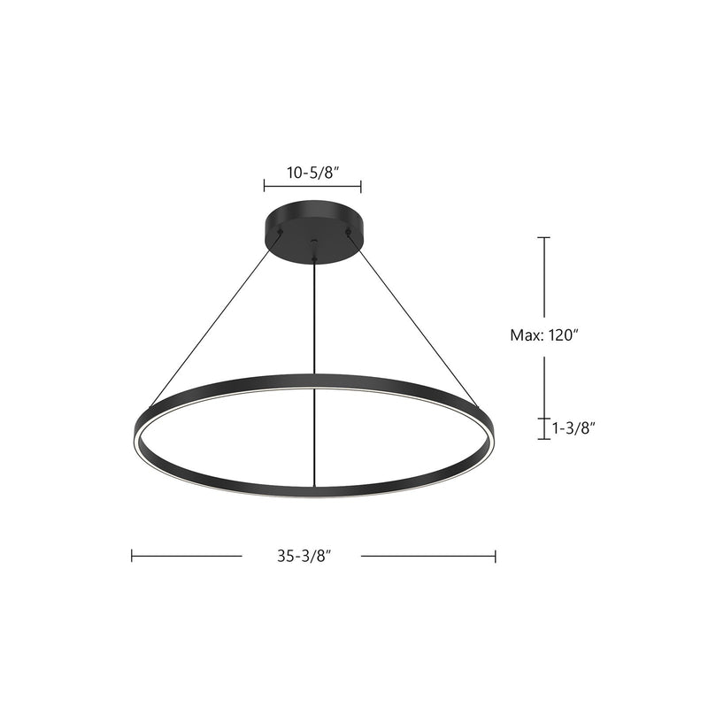 Kuzco Cerchio 36in LED Down Pendant | Modern White and Frosted Silicone | Kitchen Island & Dining Room | 5630lm, 3000K, Dimmable | Model PD87136-WH