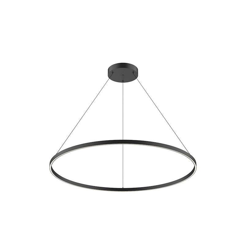 Kuzco Cerchio 48in LED Down Pendant | Black Aluminum and Frosted Silicone Diffuser | Kitchen Island & Dining Room | 47 x 1 x 1 in | Model PD87148-BK