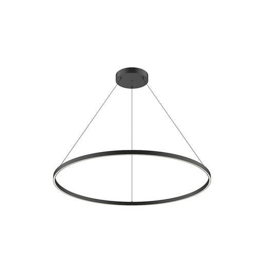 Kuzco Cerchio 48in LED Down Pendant | Black Aluminum and Frosted Silicone Diffuser | Kitchen Island & Dining Room | 47 x 1 x 1 in | Model PD87148-BK