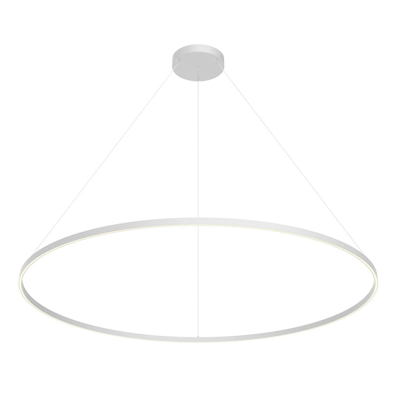 Kuzco Cerchio 72in 1-Light LED Down Pendant | Modern White Aluminum and Frosted Silicone Diffuser | Open-Plan Living Room & Dining | Model PD87172-WH