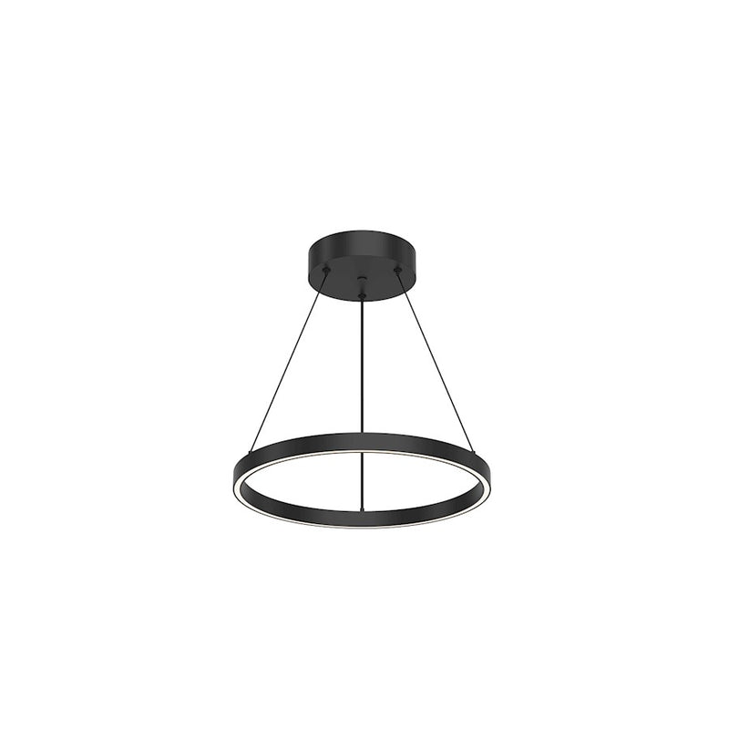 Kuzco Cerchio 18in 1-Light LED Up/Down Pendant | Modern Black Aluminum and Frosted Silicone | Kitchen Island & Dining Room | Model PD87718-BK