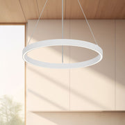 Kuzco Cerchio 18in 1-Light LED Up/Down Pendant | Modern White Aluminum and Frosted Silicone | Kitchen Island & Dining Room | Model PD87718-WH