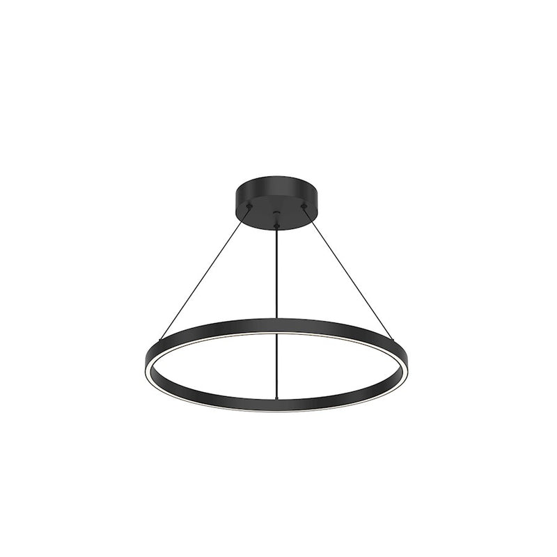 Kuzco Cerchio 24in 1-Light LED Up/Down Pendant | Modern Black Aluminum and Frosted Silicone Diffuser | Kitchen Island & Dining | Model PD87724-BK