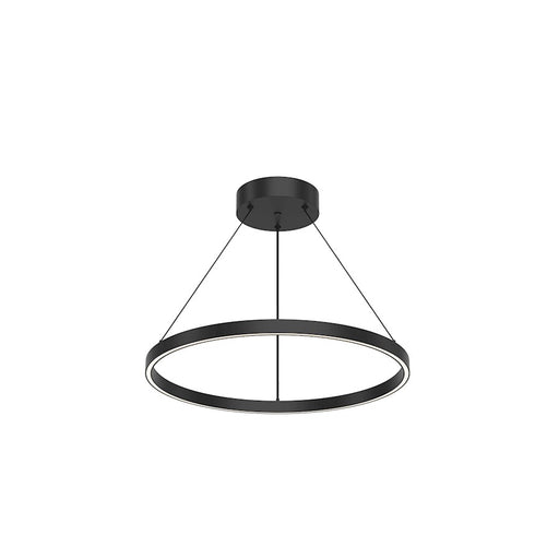 Kuzco Cerchio 24in 1-Light LED Up/Down Pendant | Modern Black Aluminum and Frosted Silicone Diffuser | Kitchen Island & Dining | Model PD87724-BK