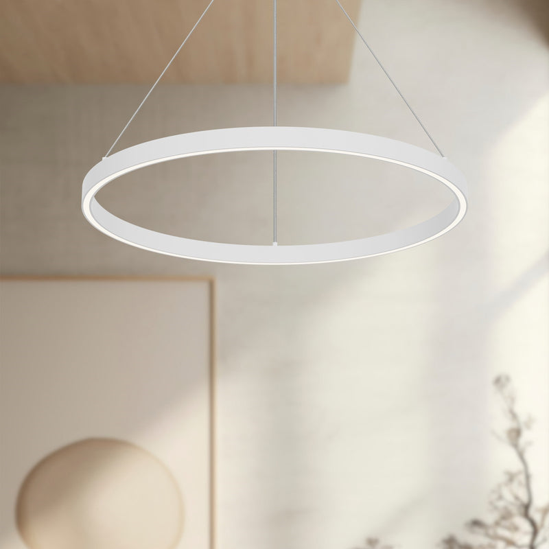 Kuzco Cerchio 24in 1-Light LED Up/Down Pendant | White Matte and Frost Silicone Diffuser | Dining Room & Kitchen Island | Model PD87724-WH