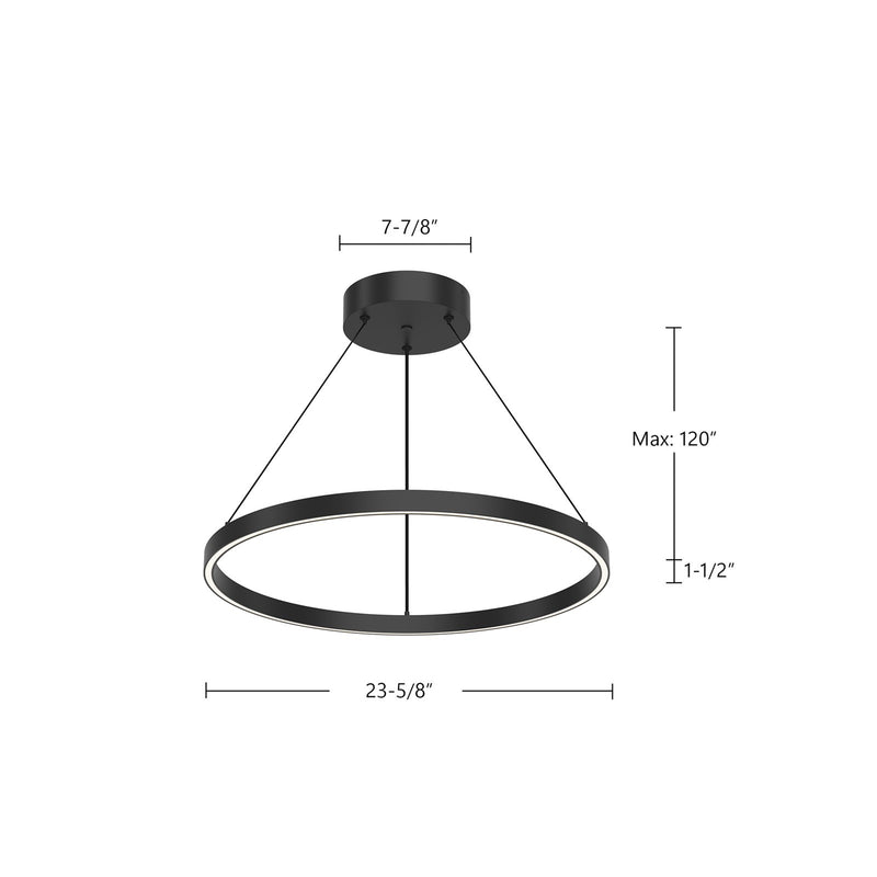 Kuzco Cerchio 24in 1-Light LED Up/Down Pendant | White Matte and Frost Silicone Diffuser | Dining Room & Kitchen Island | Model PD87724-WH