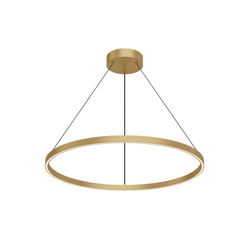 Kuzco Cerchio 32in LED Up/Down Pendant | Brushed Gold and Frosted Silicone Diffuser | Kitchen Island & Dining Room | 1.5 x 31.5 in | Model PD87732-BG