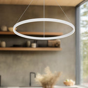 Kuzco Cerchio 32in 1-Light LED Up/Down Pendant | Modern White and Frosted Silicone | Kitchen Island & Dining Room | 5630lm 3000K | Model PD87732-WH