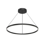 Kuzco Cerchio 36in 1-Light LED Up/Down Pendant | Modern Black Aluminum and Frosted Silicone Diffuser | Kitchen Island & Dining Room | Model PD87736-BK