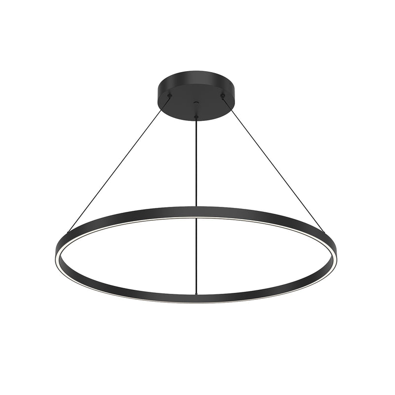 Kuzco Cerchio 36in 1-Light LED Up/Down Pendant | Modern Black Aluminum and Frosted Silicone Diffuser | Kitchen Island & Dining Room | Model PD87736-BK