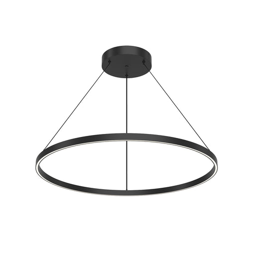 Kuzco Cerchio 36in 1-Light LED Up/Down Pendant | Modern Black Aluminum and Frosted Silicone Diffuser | Kitchen Island & Dining Room | Model PD87736-BK
