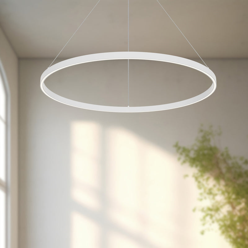 Kuzco Cerchio 36in LED Up/Down Pendant | White Aluminum and Frosted Silicone | Living Room & Open Plan | 6200lm 3000K 90CRI | Model PD87736-WH