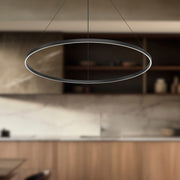 Kuzco Cerchio 47in LED Pendant | Black Aluminum and Frosted Silicone Diffuser | Kitchen Island & Dining Room | 9390lm | Model PD87748-BK-UNV-010
