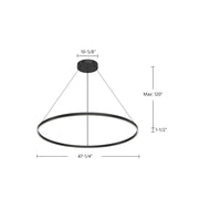 Kuzco Cerchio 47in LED Pendant | Black Aluminum and Frosted Silicone Diffuser | Kitchen Island & Dining Room | 9390lm | Model PD87748-BK-UNV-010