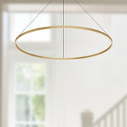 Kuzco Cerchio 60in LED Up/Down Pendant | Brushed Gold Aluminum and Frosted Silicone Diffuser | Kitchen Island & Dining Room | Model PD87760-BG