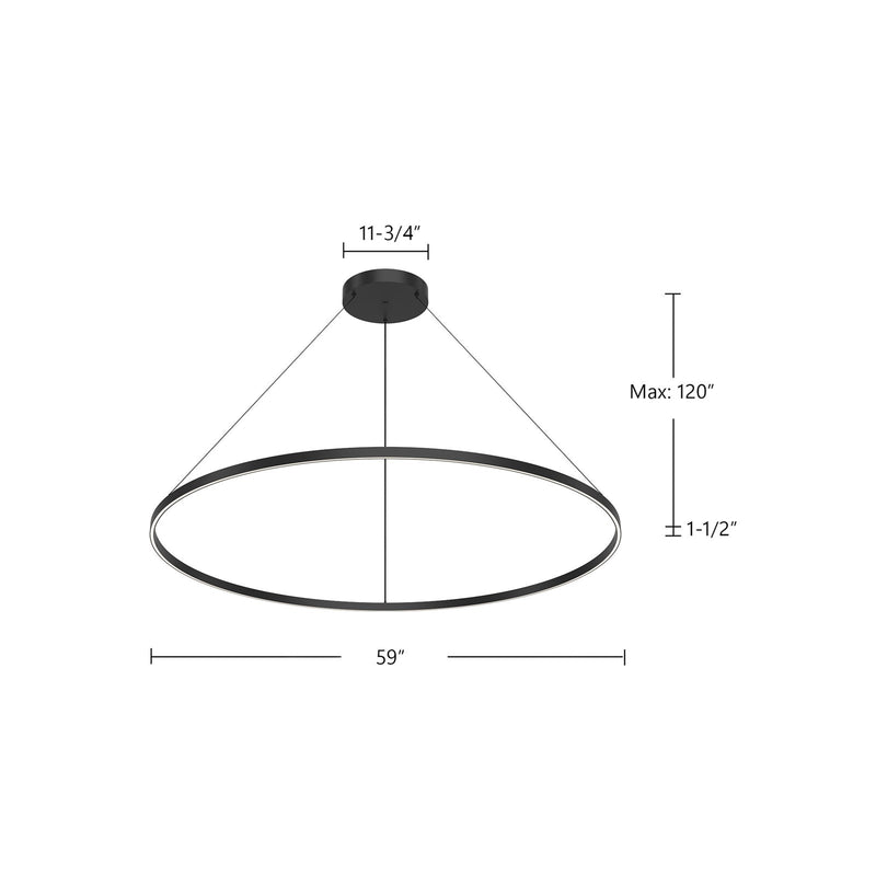 Kuzco Cerchio 60in LED Up/Down Pendant | Brushed Gold Aluminum and Frosted Silicone Diffuser | Kitchen Island & Dining Room | Model PD87760-BG