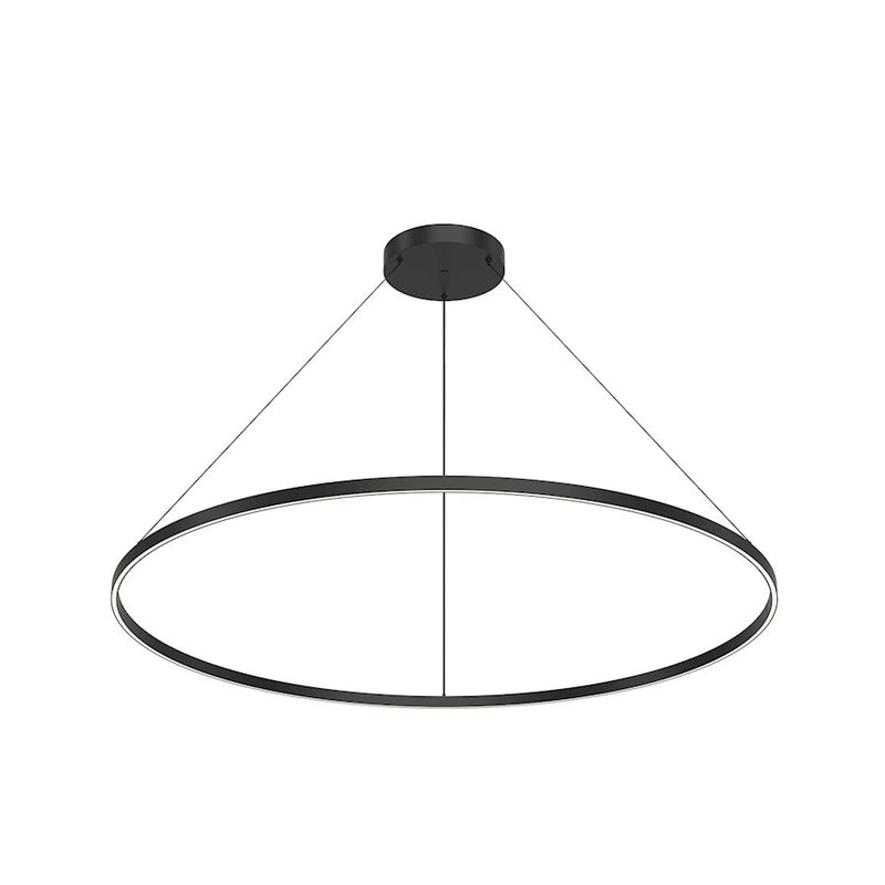 Kuzco Cerchio 60in 1-Light LED Pendant | Modern Black Aluminum and Frosted Silicone Diffuser | Kitchen Island & Dining Room | Model PD87760-BK