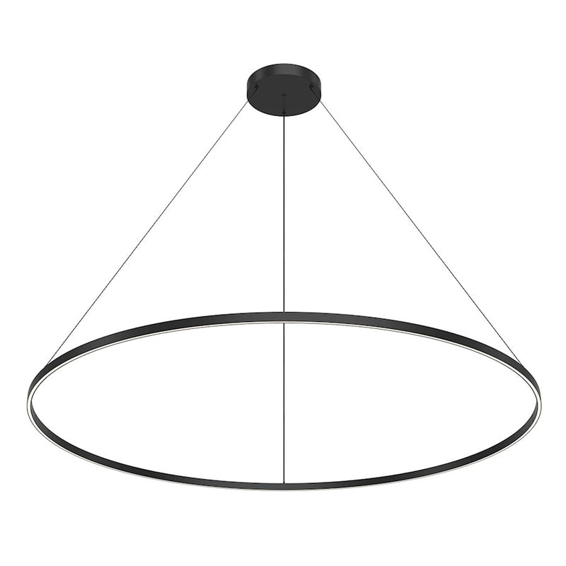 Kuzco Cerchio 72in 1-Light LED Up/Down Pendant | Modern Black Aluminum and Frosted Silicone Diffuser | Kitchen Island & Dining | Model PD87772-BK